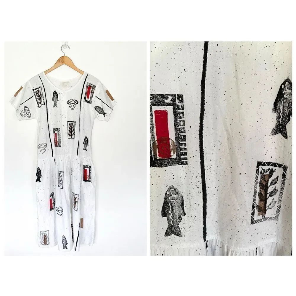 Play Alegre Art to Wear Vintage Hand Painted 1980s San Diego California Drop Wai